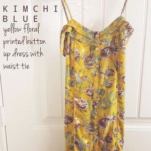 Kimchi Blue Yellow Floral Button Up Dress